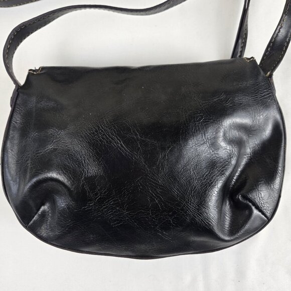 Nine West Black Foldover Crossbody Bag Adustable Long Strap Faux Leather - Picture 6 of 16